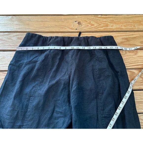 Eileen Fisher Linen Cropped Pants Size Large Women’s Black Drawstring - Picture 7 of 8